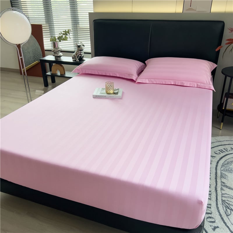 100% pamut jacquard csíkos négy darabos ágyneműkészlet — gumis lepedő, paplanhuzat, sík lepedő és párnahuzatok