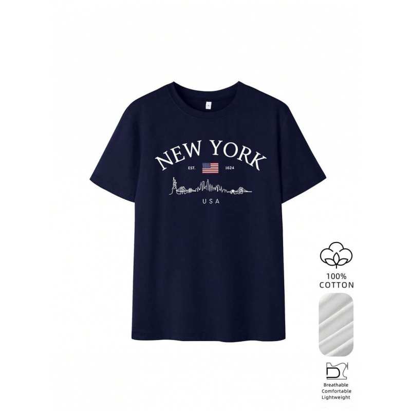 Γυναικείο oversize T‑shirt με στρογγυλό λαιμό, κοντό μανίκι, 100% βαμβάκι, γεωμετρικό μοτίβο, Ευρωπαϊκό μέγεθος