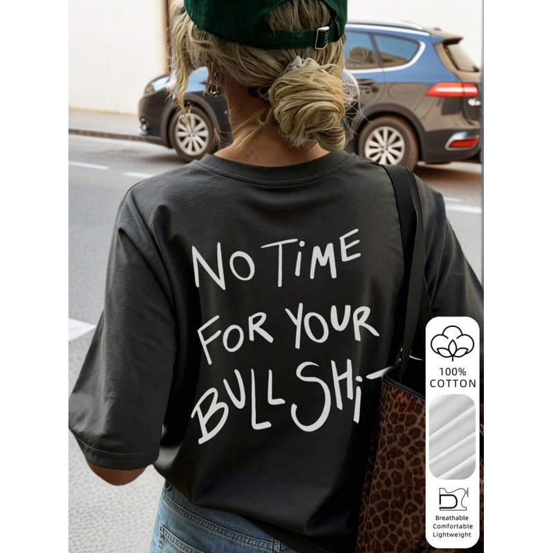 Γυναικείο oversize T‑shirt με στρογγυλό λαιμό, κοντό μανίκι, 100% βαμβάκι, γεωμετρικό μοτίβο, Ευρωπαϊκό μέγεθος