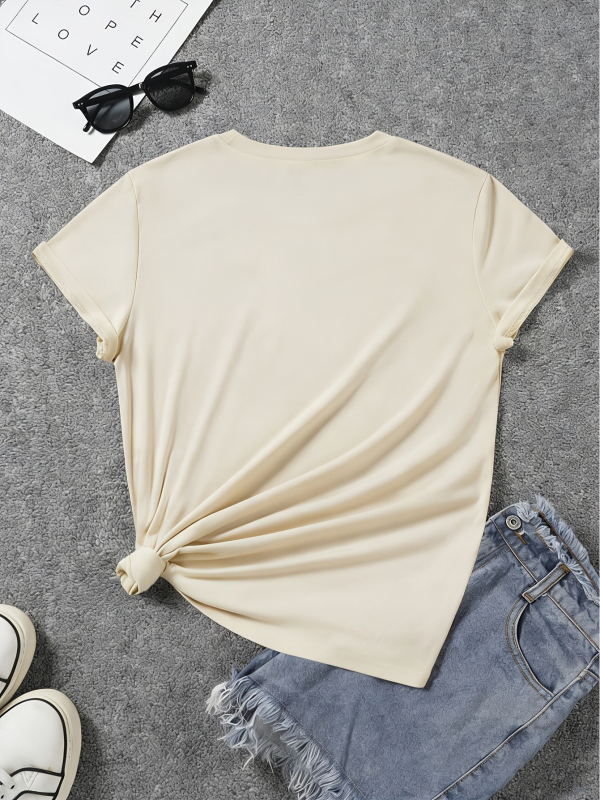 Tricou damă cu imprimeu leopard în formă de inimă pentru primăvară-vară, guler rotund, mâneci scurte, top casual