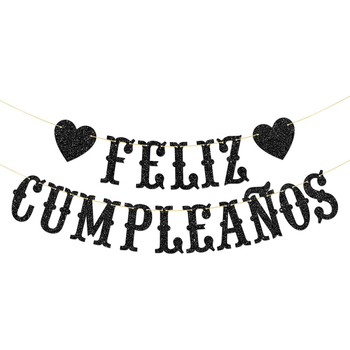Csillogó papír Feliz Cumpleaños — spanyol születésnapi banner-girland