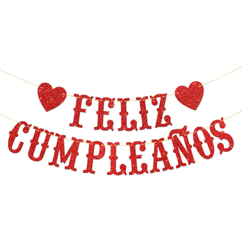 Csillogó papír Feliz Cumpleaños — spanyol születésnapi banner-girland