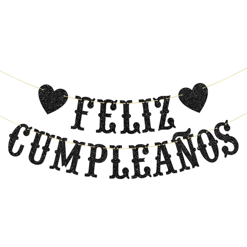 Csillogó papír Feliz Cumpleaños — spanyol születésnapi banner-girland