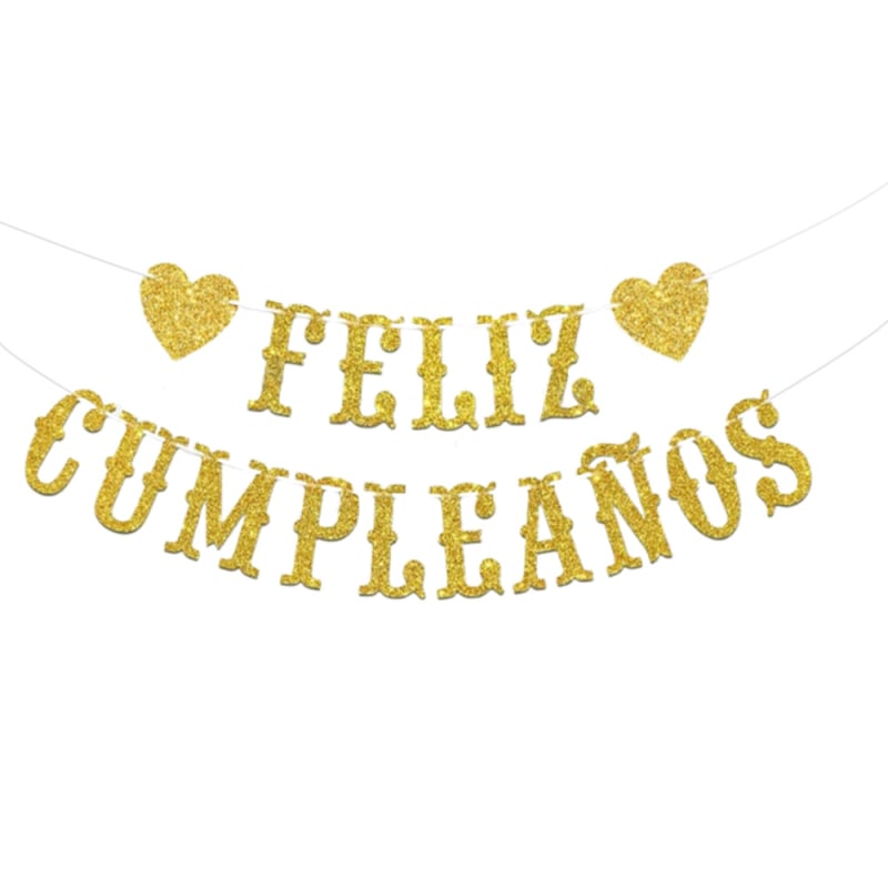 Csillogó papír Feliz Cumpleaños — spanyol születésnapi banner-girland