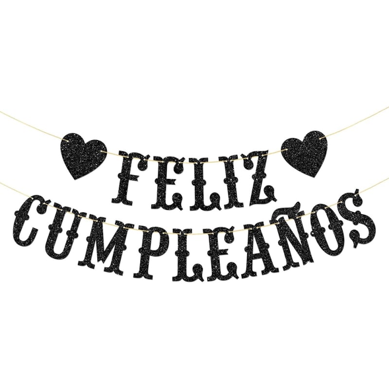 Csillogó papír Feliz Cumpleaños — spanyol születésnapi banner-girland