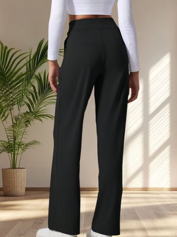 Pantaloni casual largi pentru femei, talie înaltă, croială dreaptă, pentru primăvară-vară