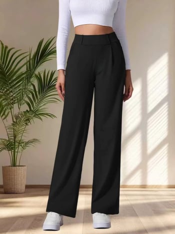Pantaloni casual largi pentru femei, talie înaltă, croială dreaptă, pentru primăvară-vară