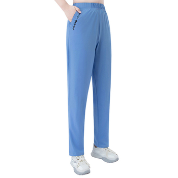 Pantaloni casual de vară pentru femei, cu imprimeu litere, buzunare, croială dreaptă, talie medie, material ușor