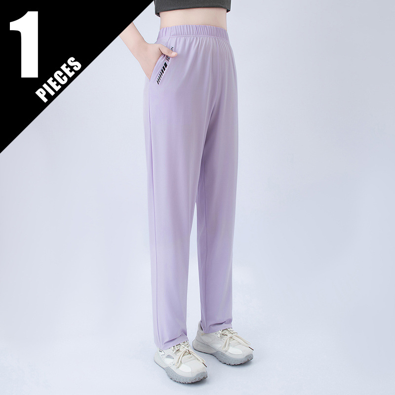 Pantaloni casual de vară pentru femei, cu imprimeu litere, buzunare, croială dreaptă, talie medie, material ușor