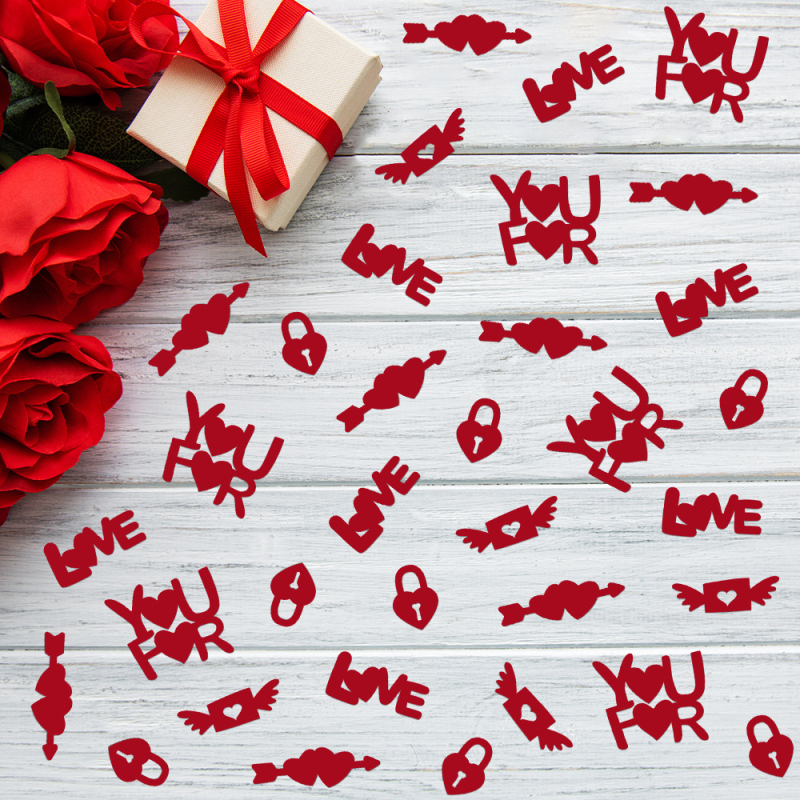 100 броя сърцевидни конфети за Свети Валентин с надпис LOVE, декорация за предложение и сватба, хвърляне, модел FZX-100