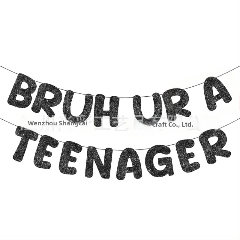 Bruh, Si tínedžer - Čierny trblietavý banner na 13. narodeniny