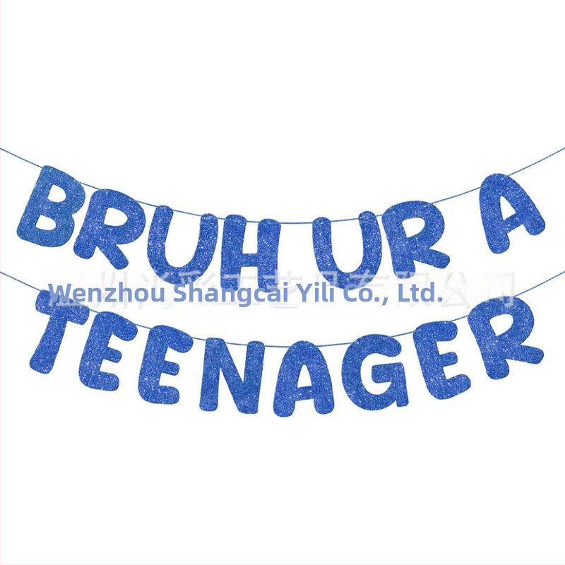 Bruh, Si tínedžer - Čierny trblietavý banner na 13. narodeniny