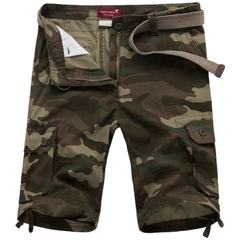 Pánske outdoor kamuflážové cargo šortky, voľný strih, leto, odolná tkanina, viac vreciek
