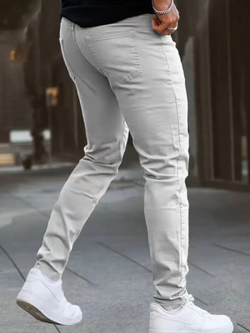 Pánske slim-fit casual nohavice, jednofarebné, európsko-americký štýl