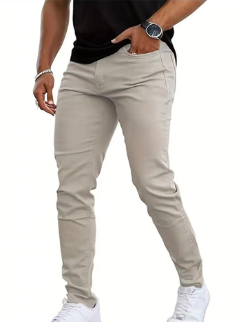 Pánske slim-fit casual nohavice, jednofarebné, európsko-americký štýl