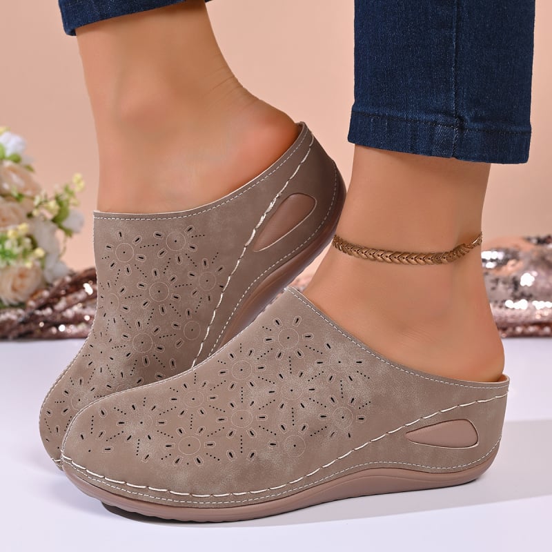 Papuci de vară pentru femei, vârf închis, talpă groasă, PU partea superioară și căptușeala, talpă de cauciuc, spate deschis, stil casual