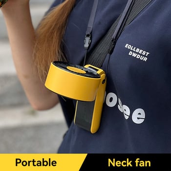 Sklopný prenosný USB ventilátor s možnosťou zavěšenia na krk a stolného použitia, silný vietor, vstavaná batéria, 6 lopatiek alebo viac, bezkefový motor, tichý chod.