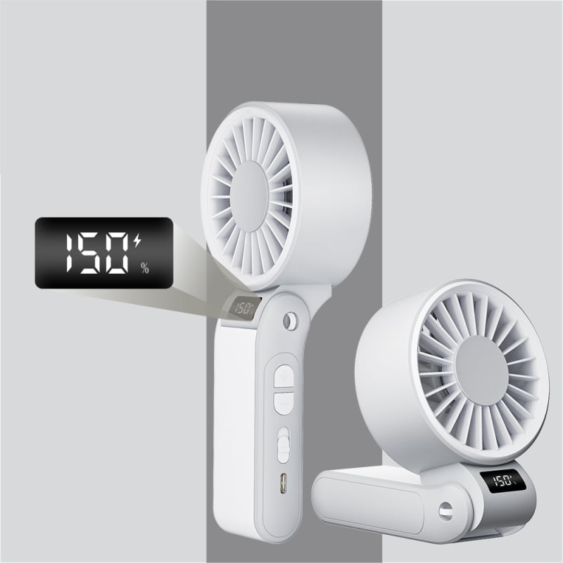 Sklopný prenosný USB ventilátor s možnosťou zavěšenia na krk a stolného použitia, silný vietor, vstavaná batéria, 6 lopatiek alebo viac, bezkefový motor, tichý chod.