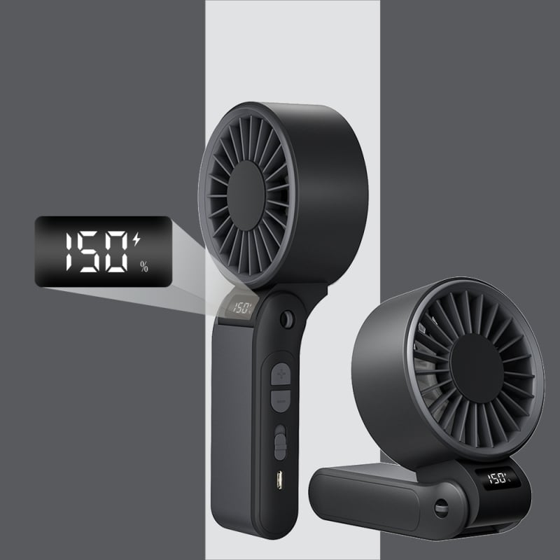 Sklopný prenosný USB ventilátor s možnosťou zavěšenia na krk a stolného použitia, silný vietor, vstavaná batéria, 6 lopatiek alebo viac, bezkefový motor, tichý chod.