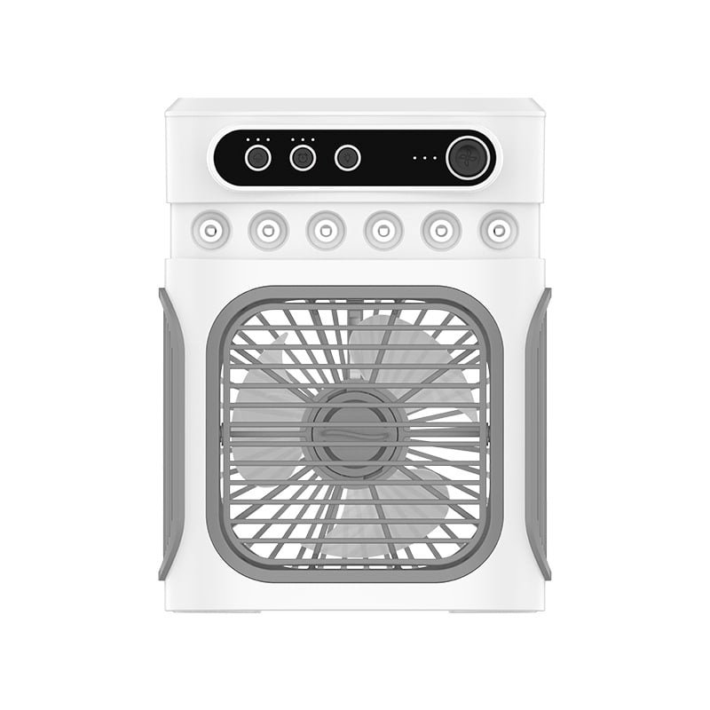 Stolný kompaktný ventilátor s chladiacim sprejom a zvlhčovačom, možnosť použitia ľadových kociek, nabíjanie Type-C