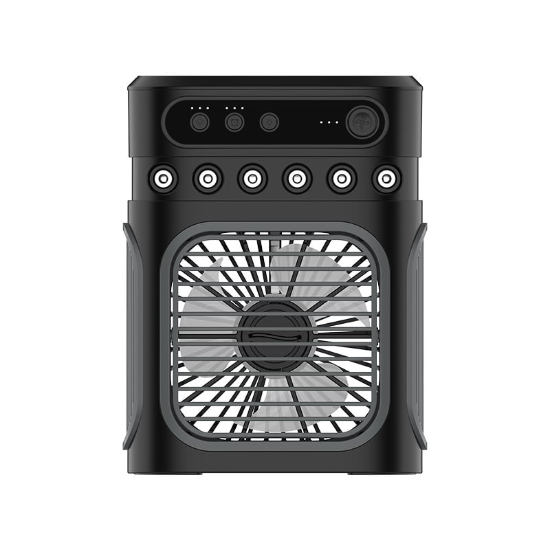 Stolný kompaktný ventilátor s chladiacim sprejom a zvlhčovačom, možnosť použitia ľadových kociek, nabíjanie Type-C