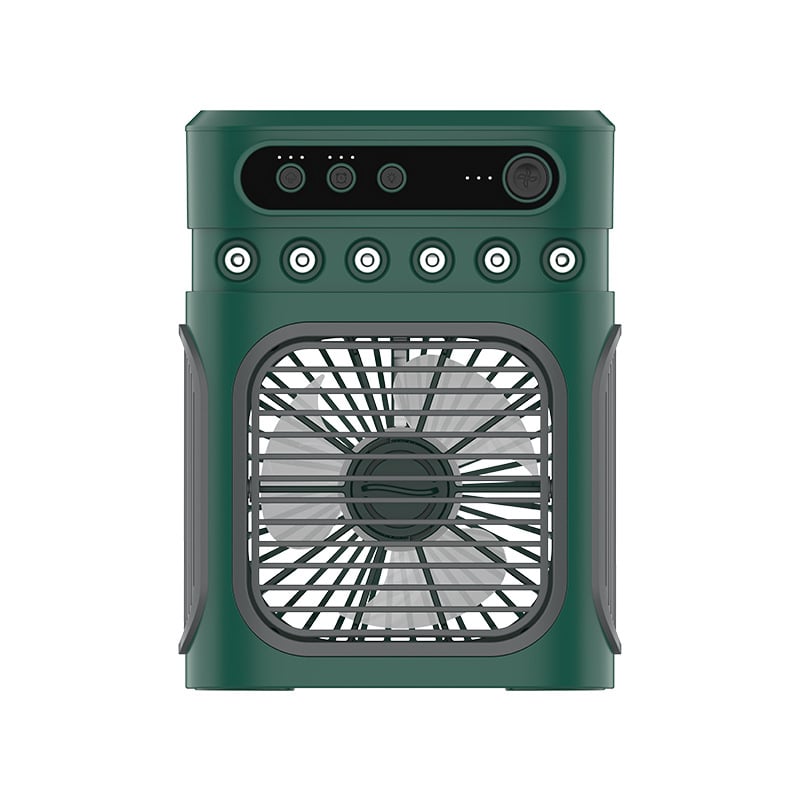 Stolný kompaktný ventilátor s chladiacim sprejom a zvlhčovačom, možnosť použitia ľadových kociek, nabíjanie Type-C