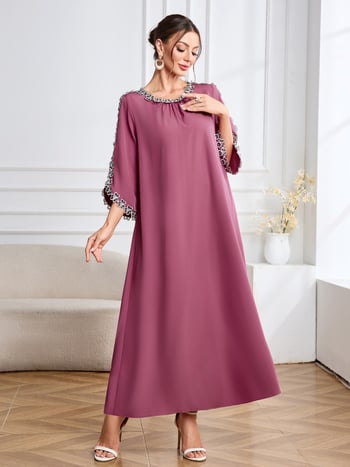 Elegantné krajkové dlhé šaty s okrúhlym výstrihom