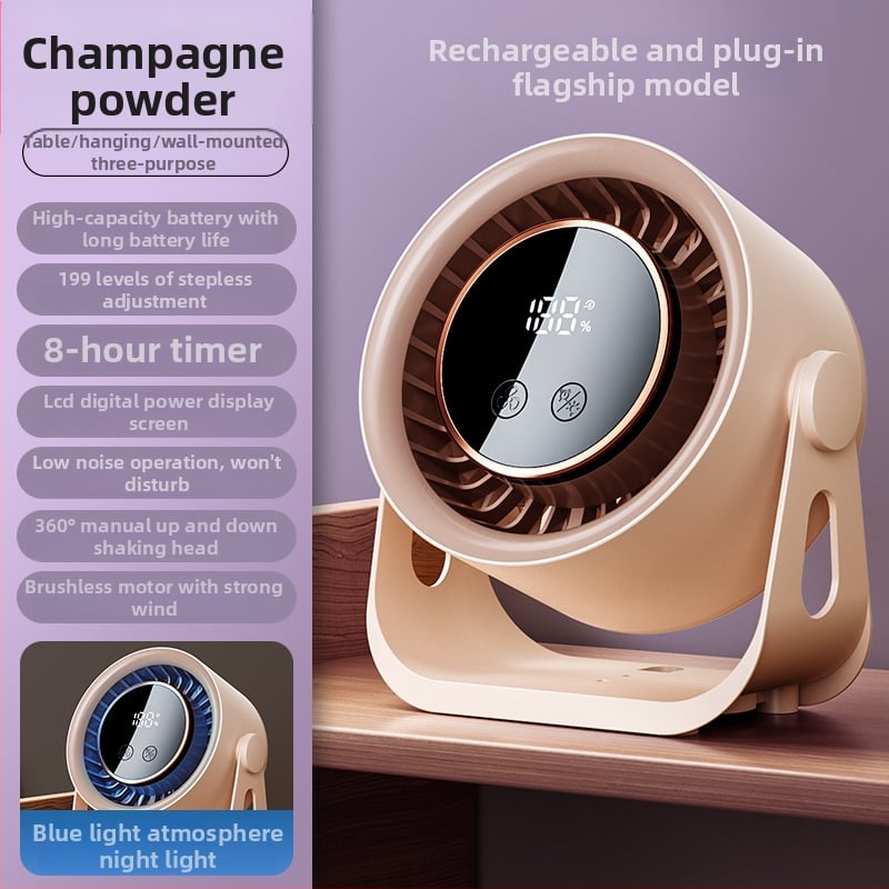 Stolný USB ventilátor pre internáty a kancelárie, kompaktný 6-palcový ventilátor s vstavanou batériou a tromi rýchlosťami