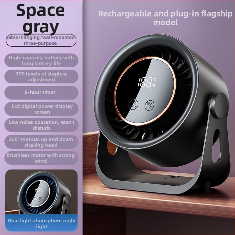 Stolný USB ventilátor pre internáty a kancelárie, kompaktný 6-palcový ventilátor s vstavanou batériou a tromi rýchlosťami