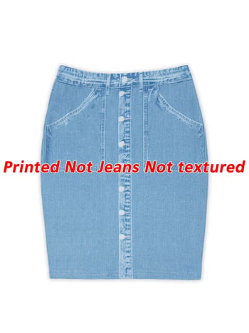 Dámska denim-look polovičná sukňa, stredná dĺžka, leto 2026, vysoká pružnosť