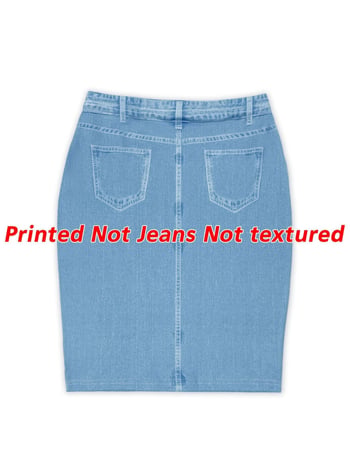 Dámska denim-look polovičná sukňa, stredná dĺžka, leto 2026, vysoká pružnosť