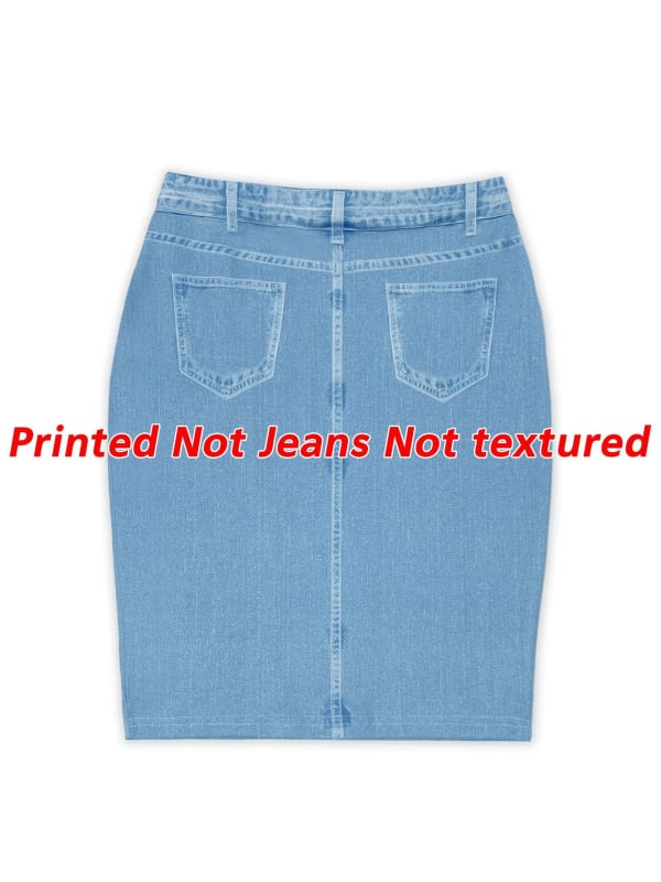 Dámska denim-look polovičná sukňa, stredná dĺžka, leto 2026, vysoká pružnosť