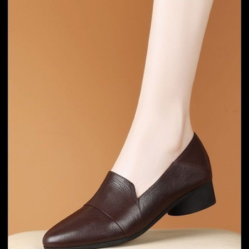 Γυναικεία slip-on επίπεδες παπούτσια με μυτερό δάχτυλο, χαμηλό τακούνι, μαλακό δέρμα και σόλα