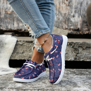 Γυναικείες φλοράλ sneakers με κορδόνια μπροστά, χαμηλό προφίλ, μεγάλο μέγεθος, casual Ευρωπαϊκό και Αμερικανικό στυλ.
