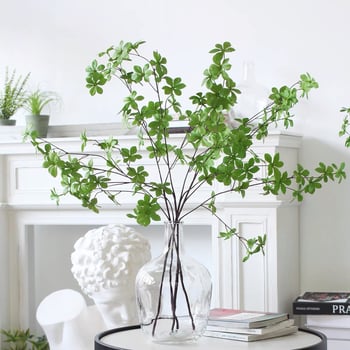 Pendulumóra bonsai mesterséges zöld növényekkel, Drunken Horse fa, cserépben, skandináv stílusú dekoráció
