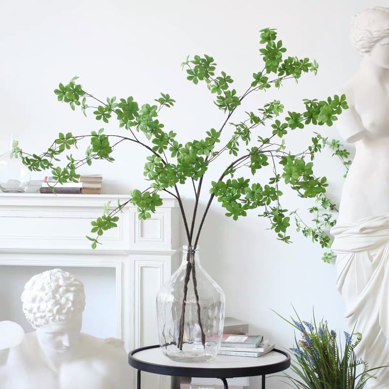 Pendulumóra bonsai mesterséges zöld növényekkel, Drunken Horse fa, cserépben, skandináv stílusú dekoráció
