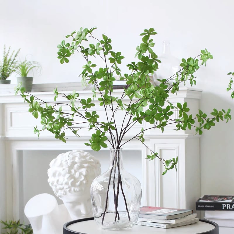 Pendulumóra bonsai mesterséges zöld növényekkel, Drunken Horse fa, cserépben, skandináv stílusú dekoráció
