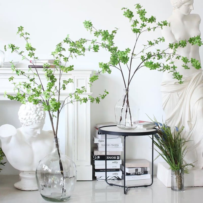 Pendulumóra bonsai mesterséges zöld növényekkel, Drunken Horse fa, cserépben, skandináv stílusú dekoráció