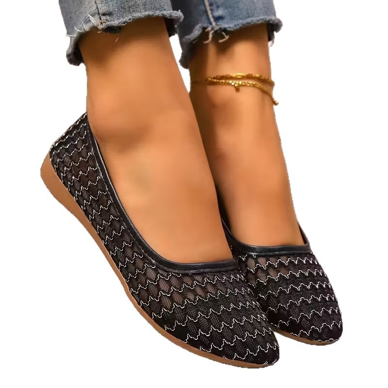 Γυναικεία παπούτσια slip-on, μεγάλος μέγεθος, διάτρητο διχτυωτό σχέδιο, άνοιξη-καλοκαίρι 2026