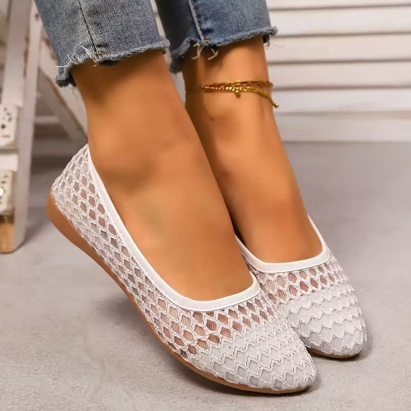 Γυναικεία παπούτσια slip-on, μεγάλος μέγεθος, διάτρητο διχτυωτό σχέδιο, άνοιξη-καλοκαίρι 2026