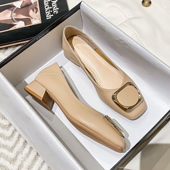 Pantofi dama cu toc mediu și vârf drept, din microfibră, talpă din cauciuc, 3–6 cm, mărimi EU 41–43
