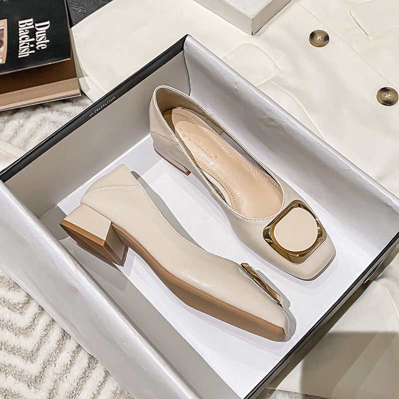 Pantofi dama cu toc mediu și vârf drept, din microfibră, talpă din cauciuc, 3–6 cm, mărimi EU 41–43