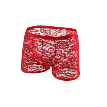 Férfi átlátszó alsónemű határokon átnyúló kereskedelemhez, szexi csipkés boxeralsó, hálós, átlátszó, modern, négyszögletes bikini