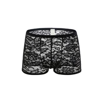Férfi átlátszó alsónemű határokon átnyúló kereskedelemhez, szexi csipkés boxeralsó, hálós, átlátszó, modern, négyszögletes bikini