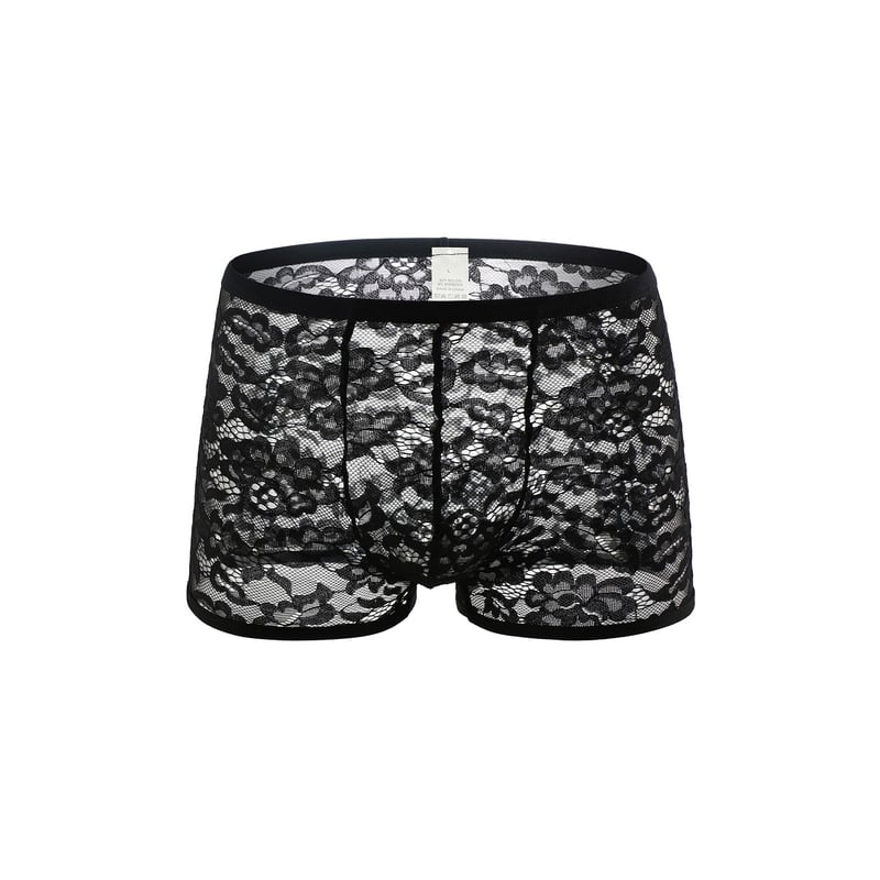 Férfi átlátszó alsónemű határokon átnyúló kereskedelemhez, szexi csipkés boxeralsó, hálós, átlátszó, modern, négyszögletes bikini