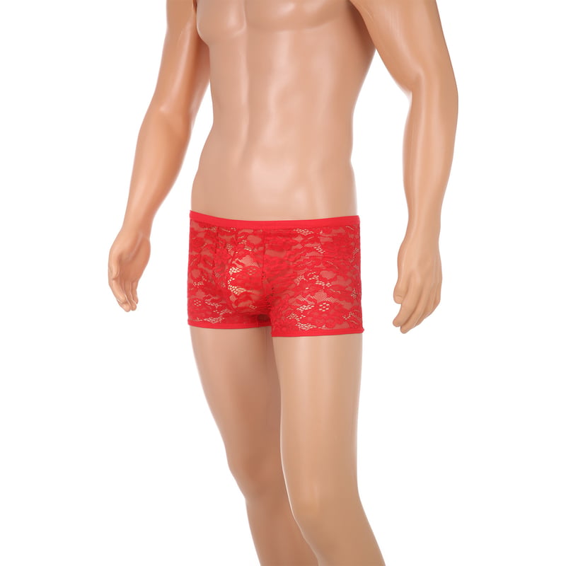 Férfi átlátszó alsónemű határokon átnyúló kereskedelemhez, szexi csipkés boxeralsó, hálós, átlátszó, modern, négyszögletes bikini