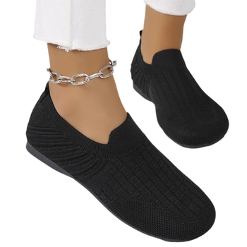 Γυναικείες slip-on με στρογγυλή μύτη, μονόχρωμες, φλατ σόλα, Plus Size, άνοιξη-καλοκαίρι 2025