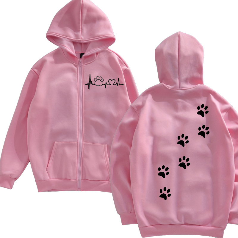 Unisex hoodie με εκτύπωση γάτας και φερμουάρ, μοντέλο 1009