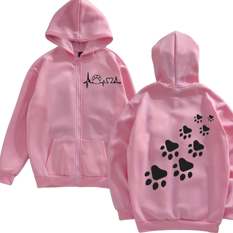 Unisex hoodie με εκτύπωση γάτας και φερμουάρ, μοντέλο 1009