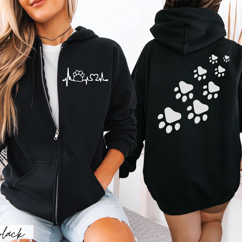 Unisex hoodie με εκτύπωση γάτας και φερμουάρ, μοντέλο 1009
